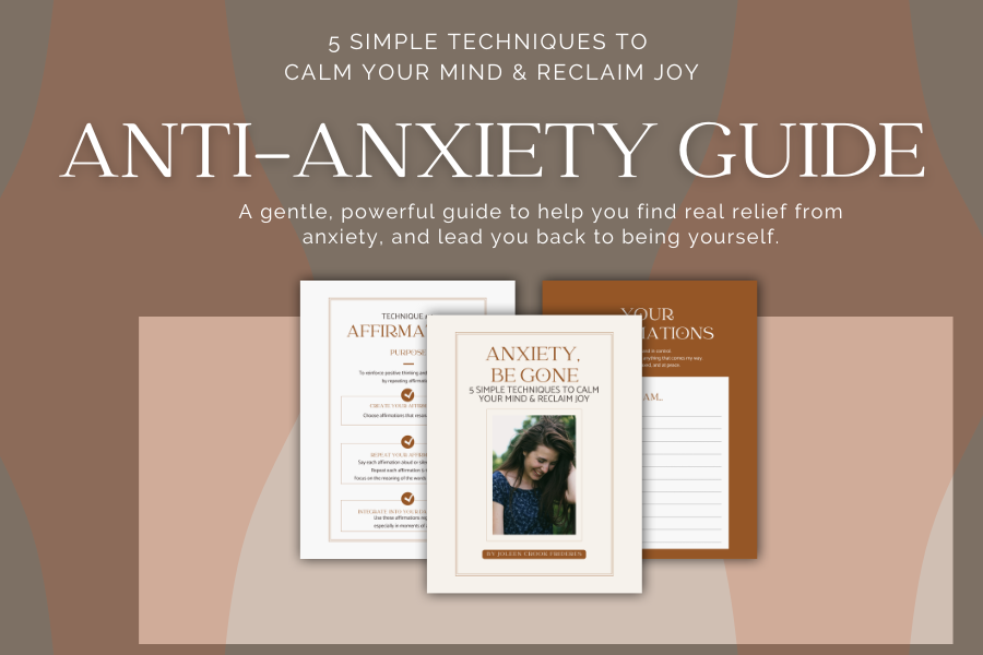 graphic for anti-anxiety guide pdf showing cover and two internal pages